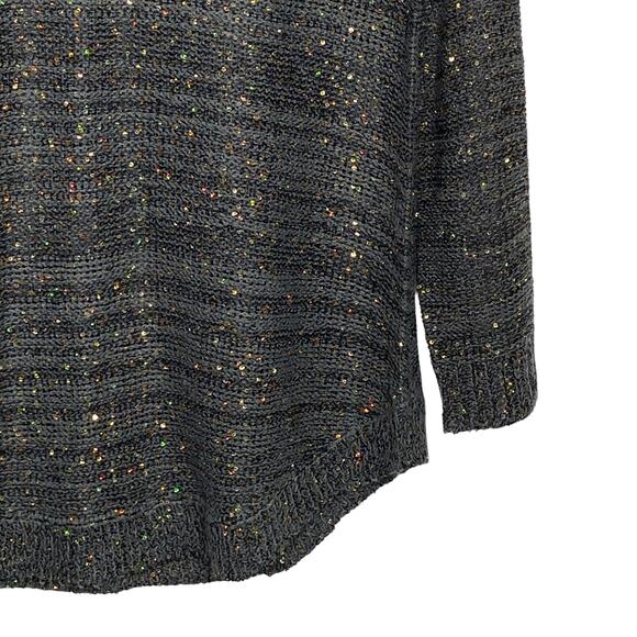 Soft Surroundings Womens Petite Medium Gray Tunic Sweater Gold Sequins V Neck - Picture 5 of 8